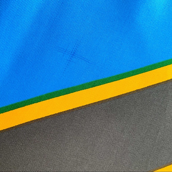 YVES SAINT LAURENT Vintage Silk Striped Electric Blue Scarf - Picture 15 of 16